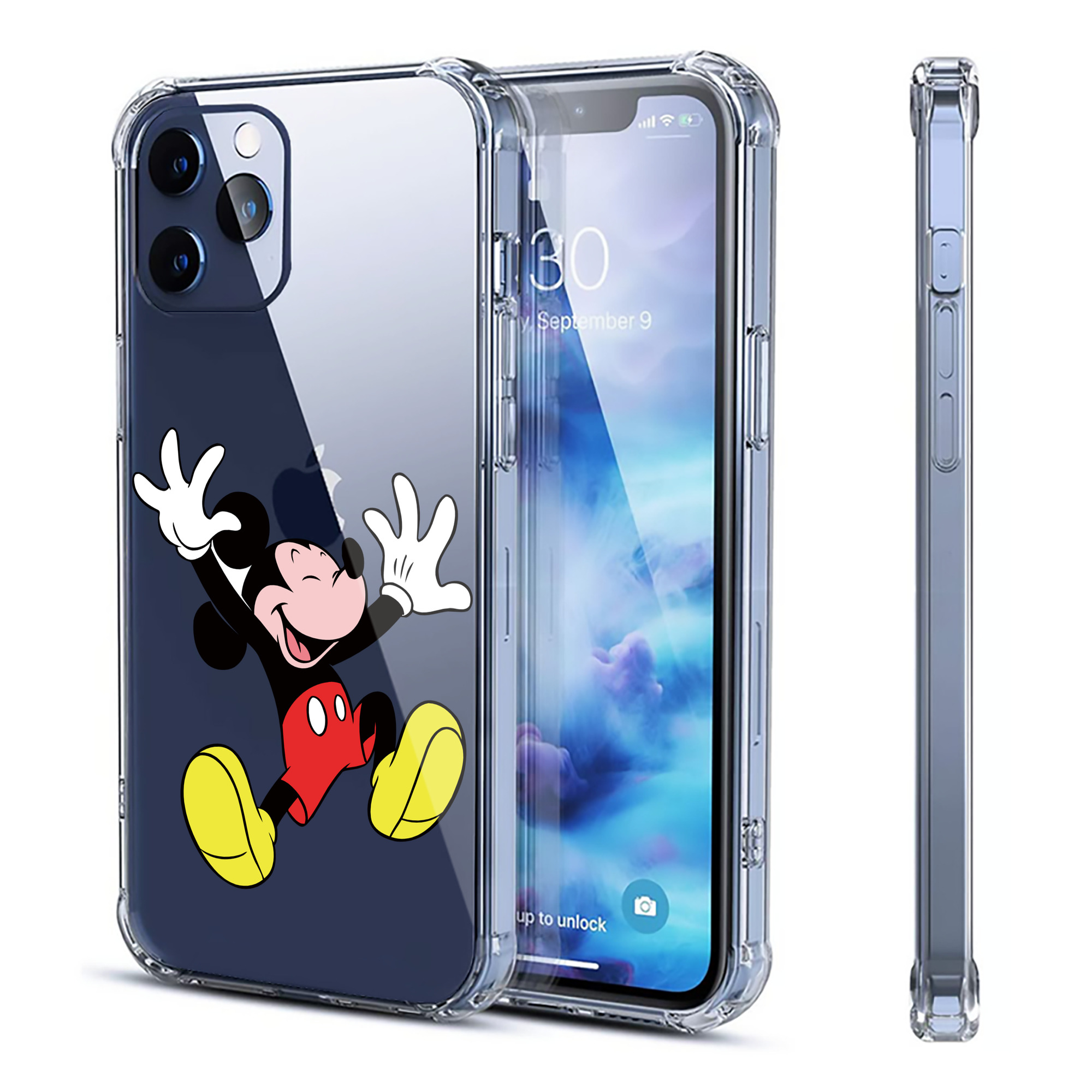 （画像用） ミッキーマウス Mickey Mouse 【iPhone 12シリーズ対応】透明スマホケース（クリアソフトケース）